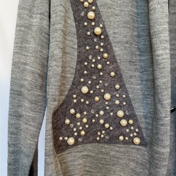 Spiegel Gray Wool Blend Pearl Embellished Cardigan – Size Medium STUNNING - Picture 3 of 12